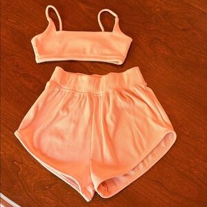 Light Pink Ribbed Two-Piece Dance Set